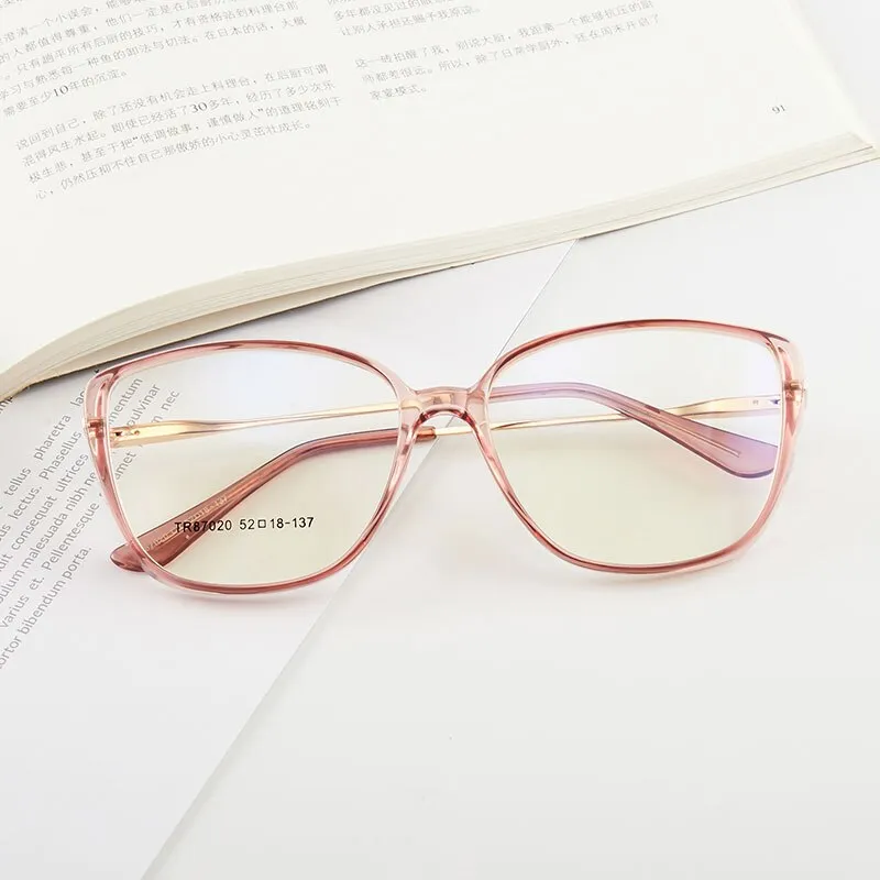 Hotony Women's Full Rim TR 90 Resin Cat Eye Frame Eyeglasses 7020