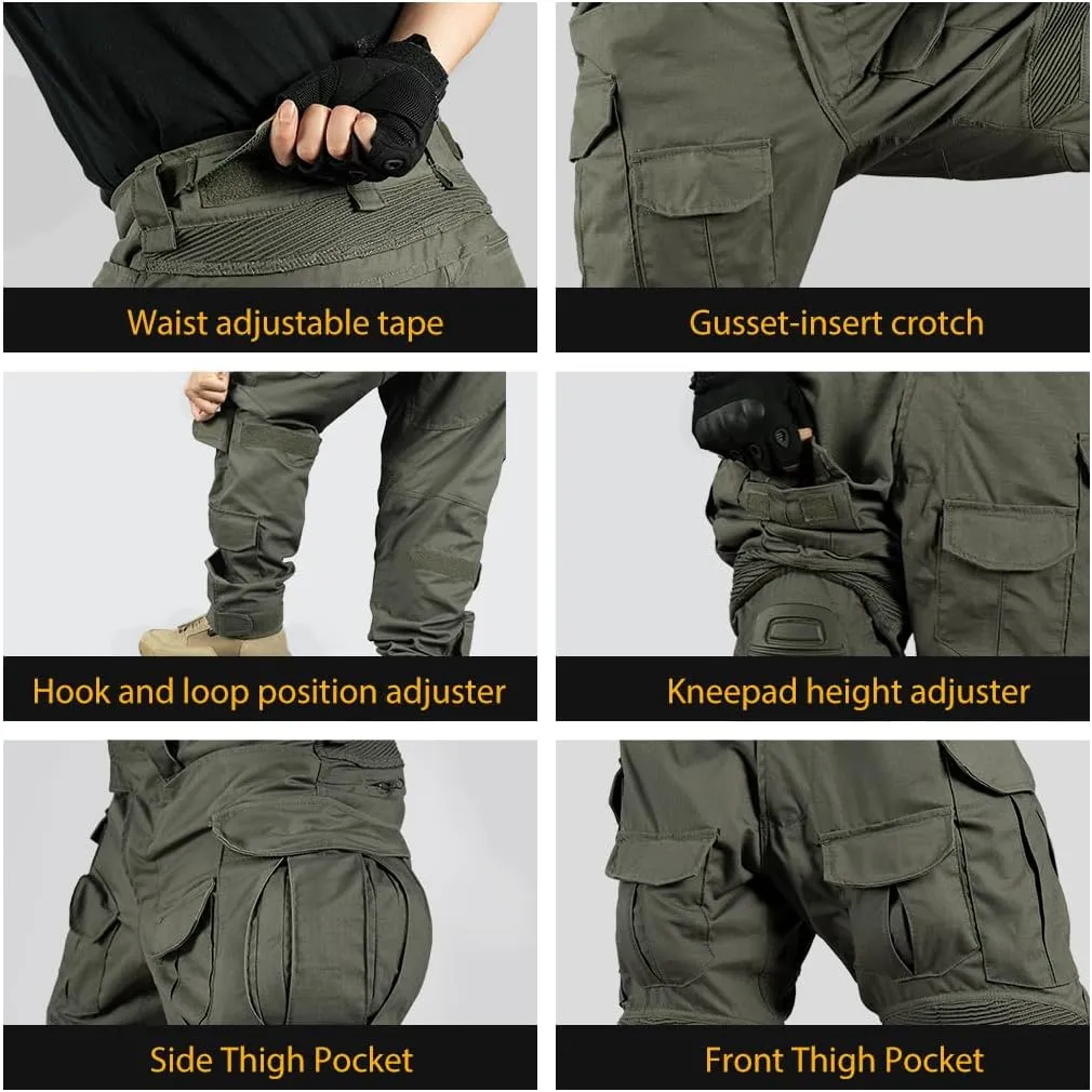 IDOGEAR Men's G3 Combat Pants with Knee Pads Multi Camouflage Trousers Airsoft Hunting Paintball Tactical Outdoor Pants