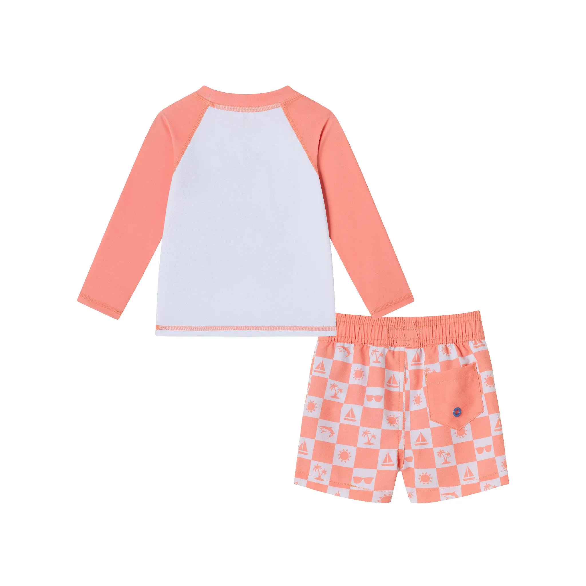 Infant (0-24M) Rashguard & Swim Trunk Set | Sunglasses & Beach Vibes