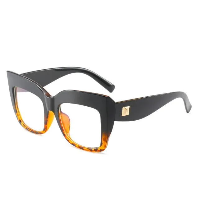 Ins Fashion Cat Eye Anti Blue Light Glasses Vintage Square Oversize Glasses