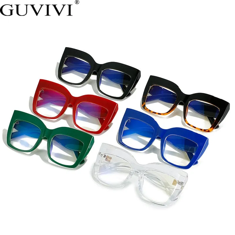 Ins Fashion Cat Eye Anti Blue Light Glasses Vintage Square Oversize Glasses