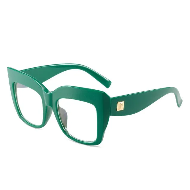 Ins Fashion Cat Eye Anti Blue Light Glasses Vintage Square Oversize Glasses