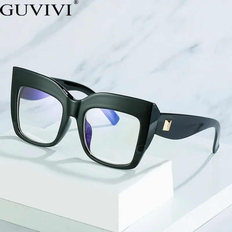 Ins Fashion Cat Eye Anti Blue Light Glasses Vintage Square Oversize Glasses
