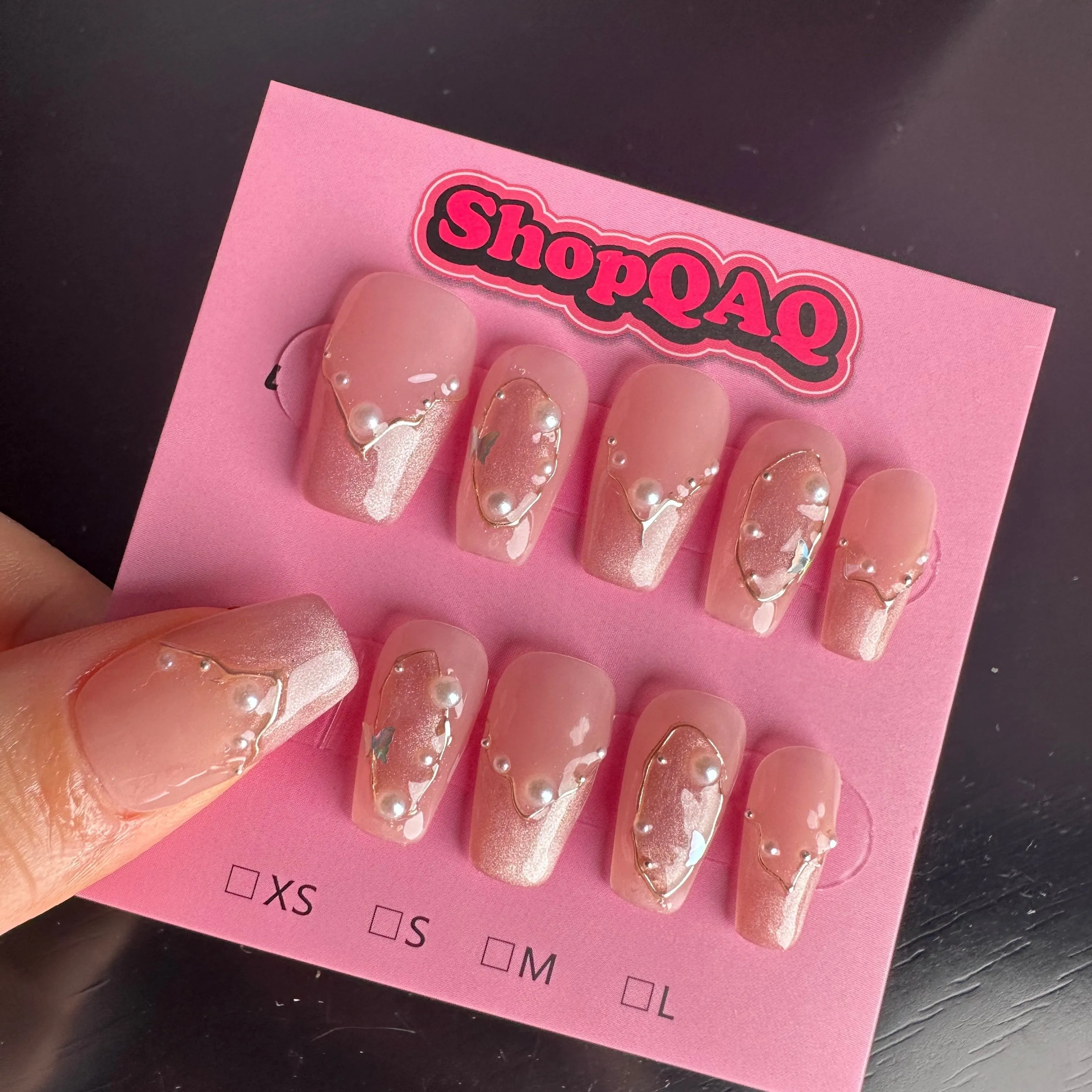 Inspired Cat Eye Sunglasses Pink Luxury Ice Translucent Press On Nails – Elegant & Chic