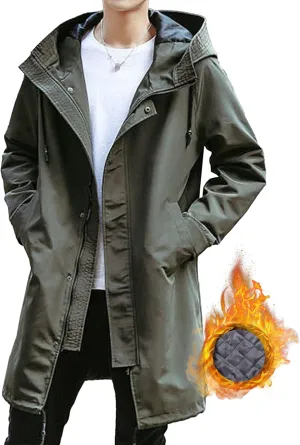 JEShifangjiusu Men's Long Raincoat Ligtweight Rain Jacket Casual Windbreaker Overcoat Waterproof Outdoor Jackets with Hood