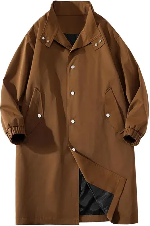 JEShifangjiusu Men's Long Raincoat Ligtweight Rain Jacket Waterproof Outdoor Jackets Overcoat Active Raincoat Windbreaker