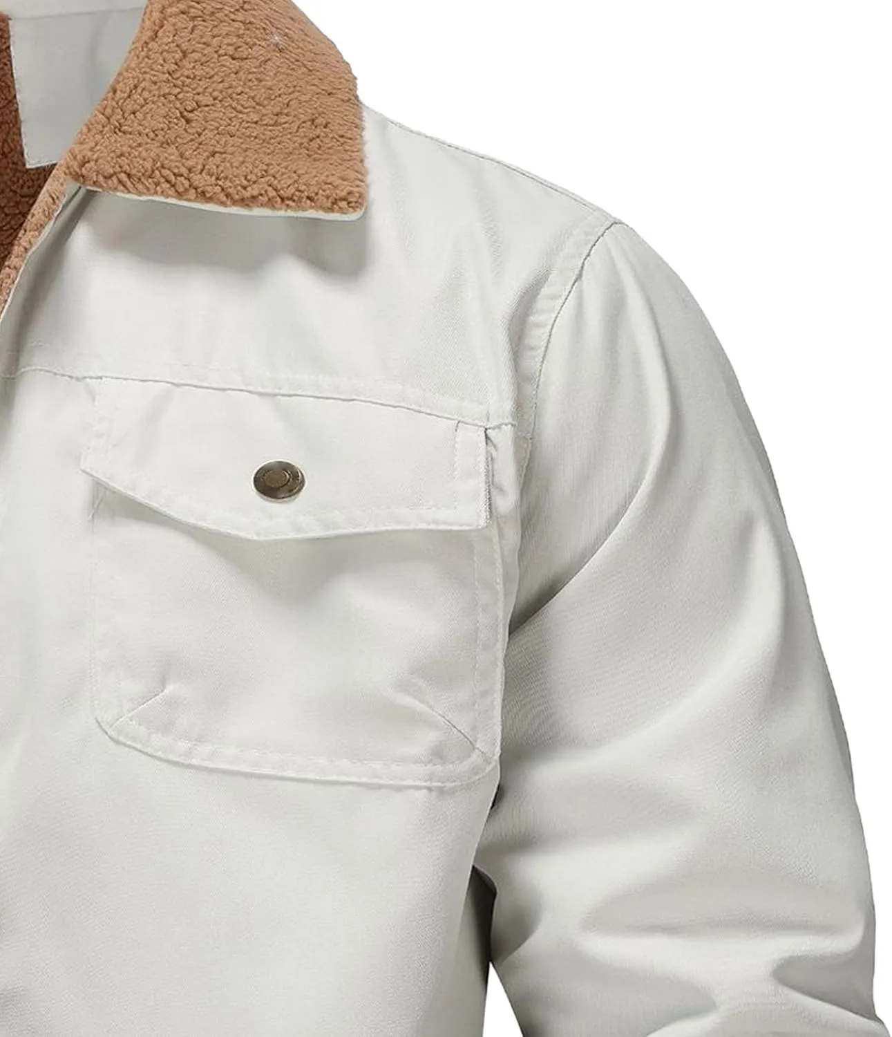 JEShifangjiusu Men'S Warm Sherpa Lined Fleece Coat Button Down Outdoor Jackets Shirt Casual Winter Cotton Military Jacket