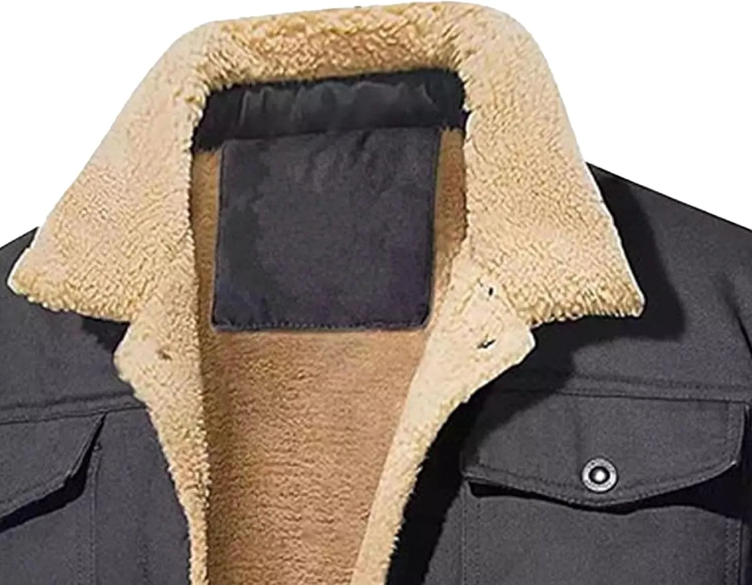 JEShifangjiusu Men'S Warm Sherpa Lined Fleece Coat Button Down Outdoor Jackets Shirt Casual Winter Cotton Military Jacket