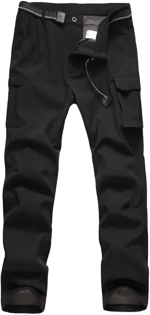 JOMLUN Boy's Fleece Lined Hiking Pants Waterproof Windproof Warm Soft Shell Outdoor Cargo Pants Snow Ski Walking Trousers
