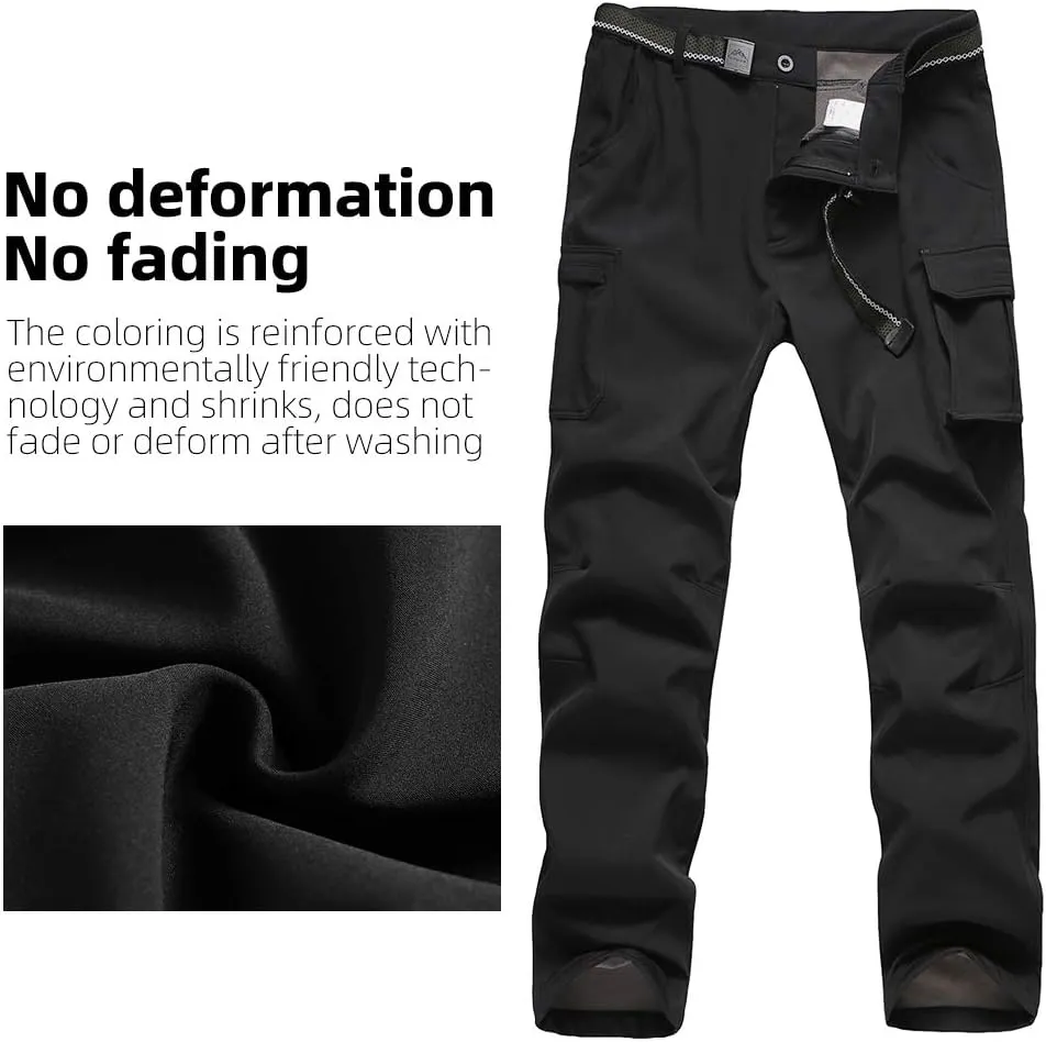 JOMLUN Boy's Fleece Lined Hiking Pants Waterproof Windproof Warm Soft Shell Outdoor Cargo Pants Snow Ski Walking Trousers