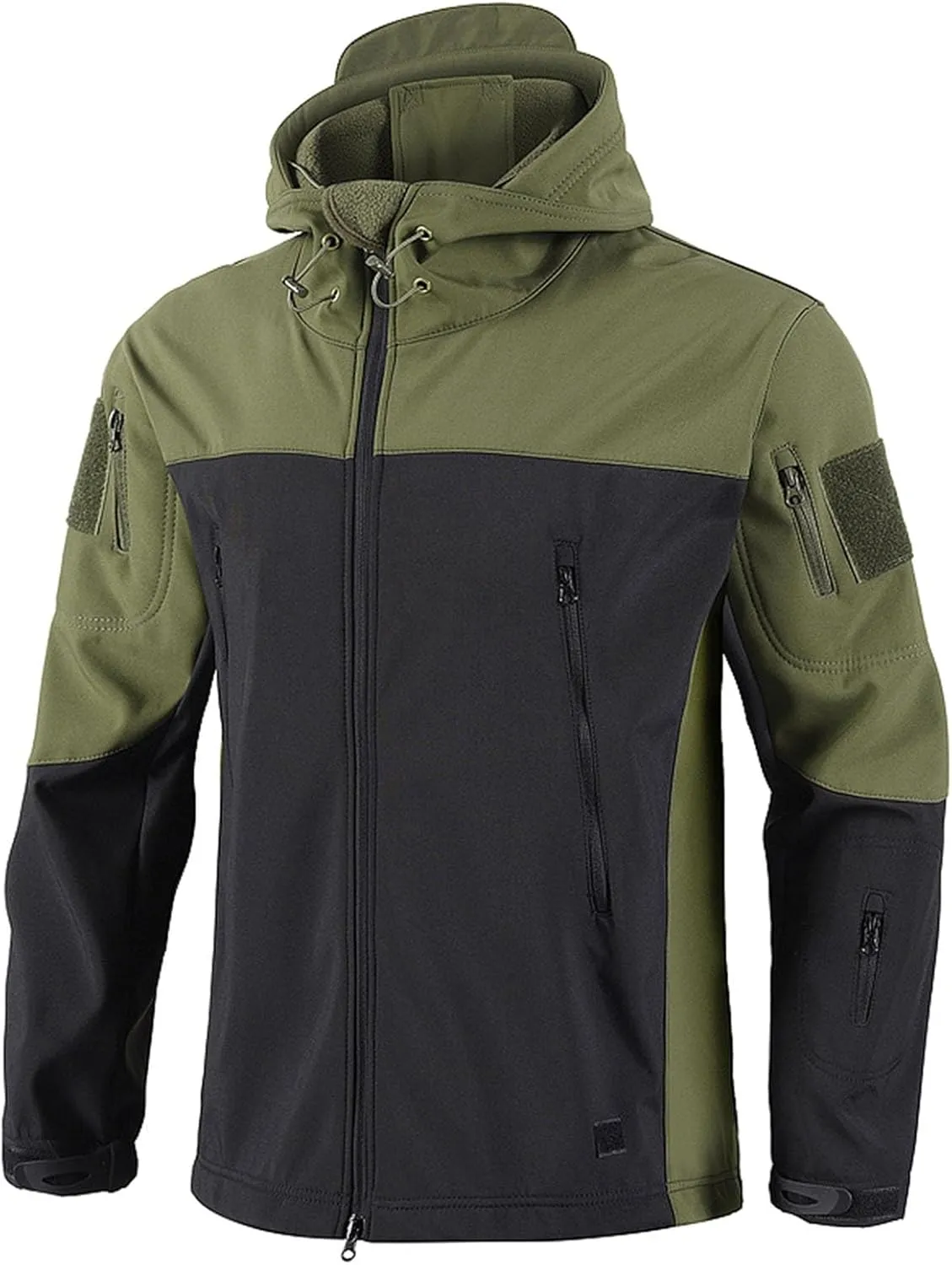 jsaierl Men's Waterproof Tactical Jacket Soft Shell Fleece Lined Military Work Jacket Full Zip Softshell Hooded Coat Outdoor