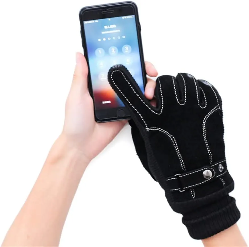JSEIAJB Autumn and Winter Gloves Outdoor Cycling Warm Touch Screen Plus Velvet Thick Gloves Men's Sports Ski Gloves