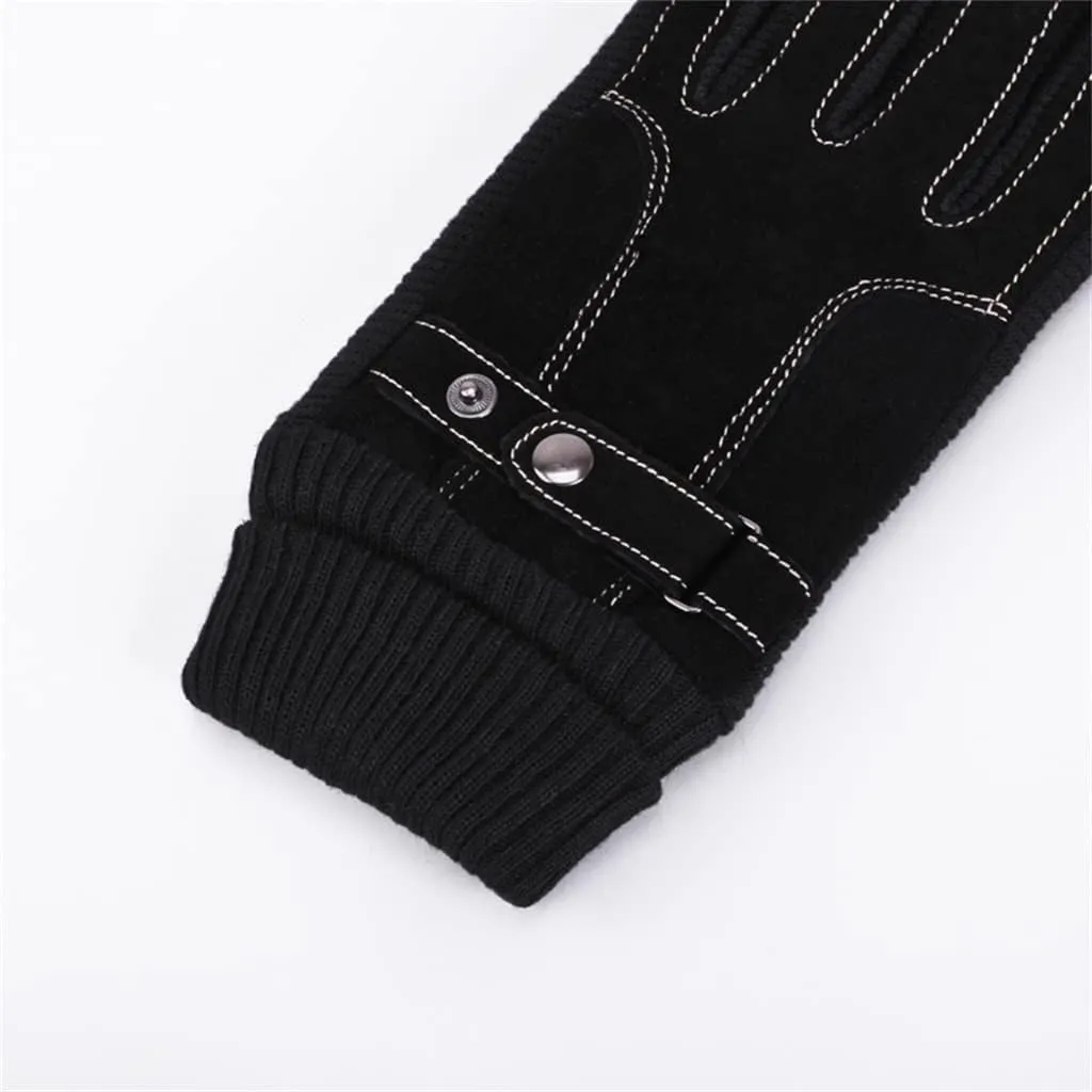 JSEIAJB Autumn and Winter Gloves Outdoor Cycling Warm Touch Screen Plus Velvet Thick Gloves Men's Sports Ski Gloves
