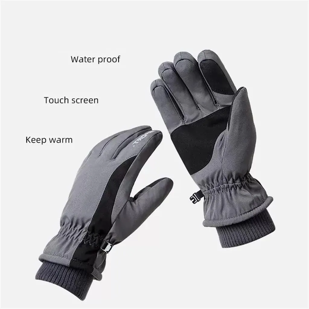 JSEIAJB Gloves Women's Winter Men's Thickening and Velvet Riding Electric Motorcycle Skiing Warm Touch Screen