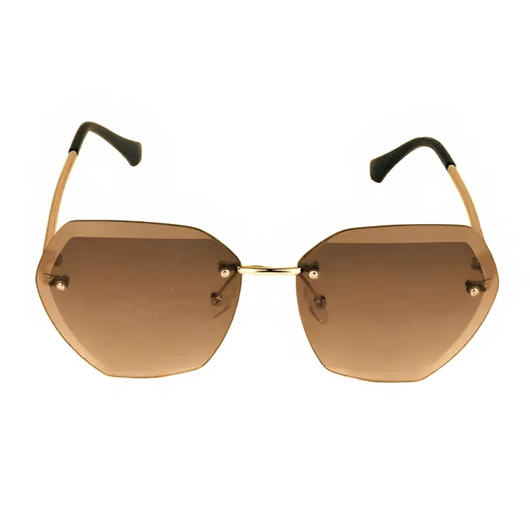 Jubleelens Rimless Brown Sunglasses - Minimalist Exaggerated with UV Protection for Woman