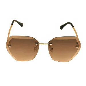 Jubleelens Rimless Brown Sunglasses - Minimalist Exaggerated with UV Protection for Woman
