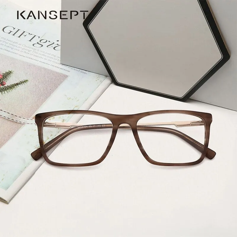 Kansept Men's Full Rim Square Acetate Frame Eyeglasses Mg6104