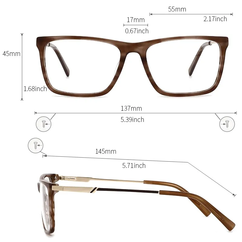 Kansept Men's Full Rim Square Acetate Frame Eyeglasses Mg6104