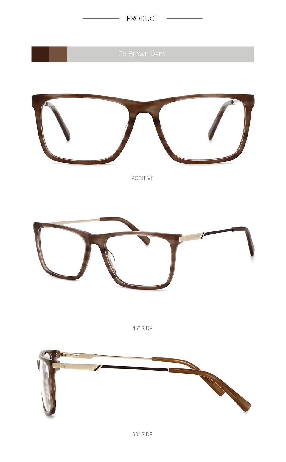 Kansept Men's Full Rim Square Acetate Frame Eyeglasses Mg6104