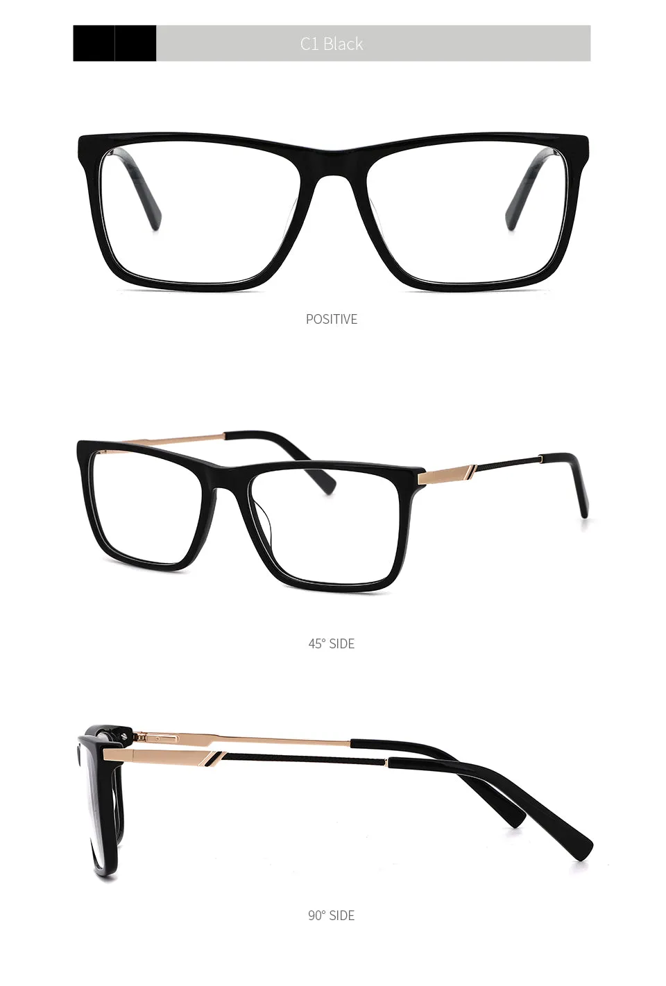 Kansept Men's Full Rim Square Acetate Frame Eyeglasses Mg6104