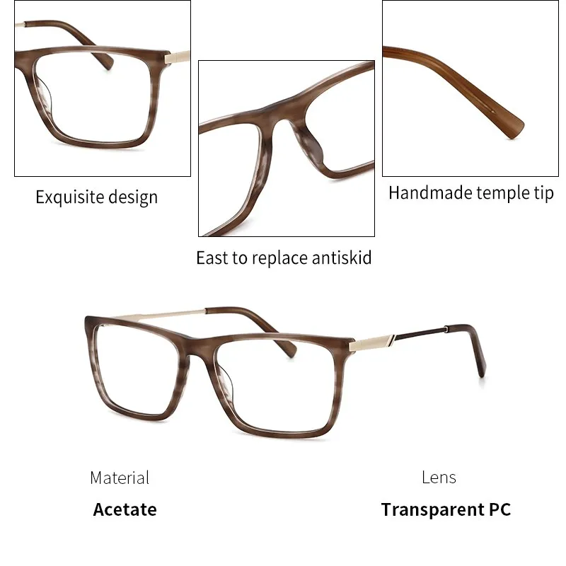 Kansept Men's Full Rim Square Acetate Frame Eyeglasses Mg6104