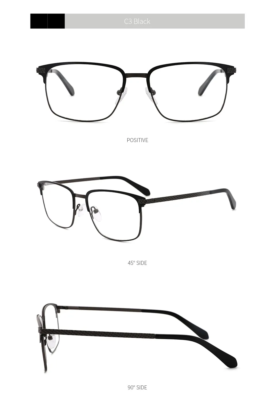 Kansept Men's Full Rim Square Stainless Steel Alloy Frame Eyeglasses Tm004