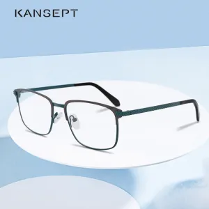 Kansept Men's Full Rim Square Stainless Steel Alloy Frame Eyeglasses Tm004