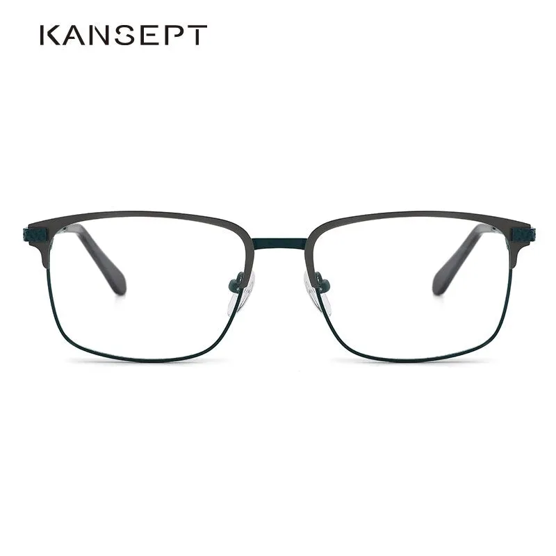 Kansept Men's Full Rim Square Stainless Steel Alloy Frame Eyeglasses Tm004