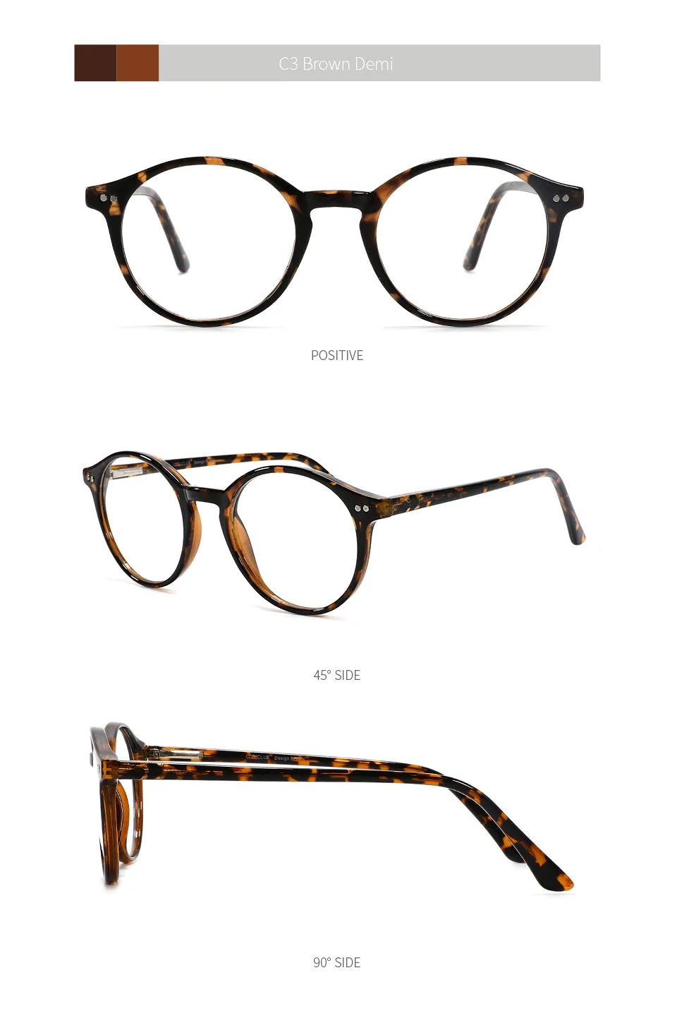Kansept Unisex Full Rim Round Acetate Titanium Frame Eyeglasses Cp1007