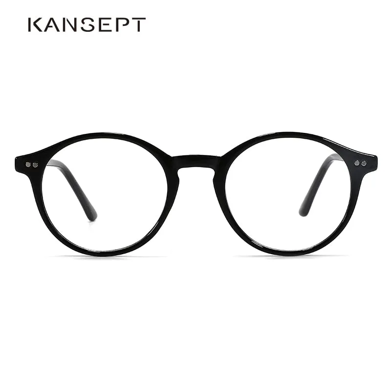 Kansept Unisex Full Rim Round Acetate Titanium Frame Eyeglasses Cp1007