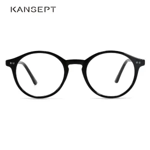 Kansept Unisex Full Rim Round Acetate Titanium Frame Eyeglasses Cp1007