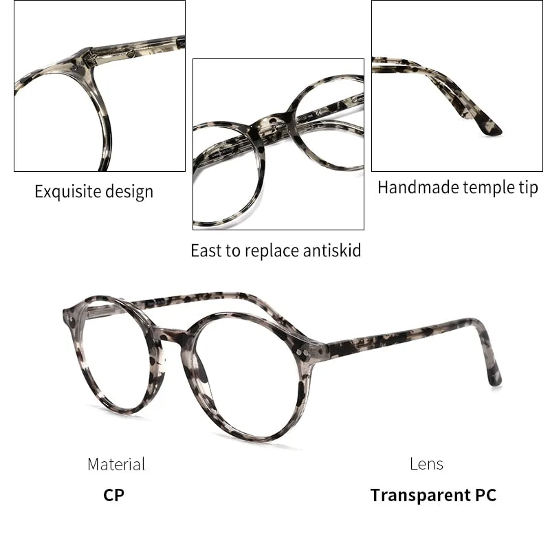 Kansept Unisex Full Rim Round Acetate Titanium Frame Eyeglasses Cp1007