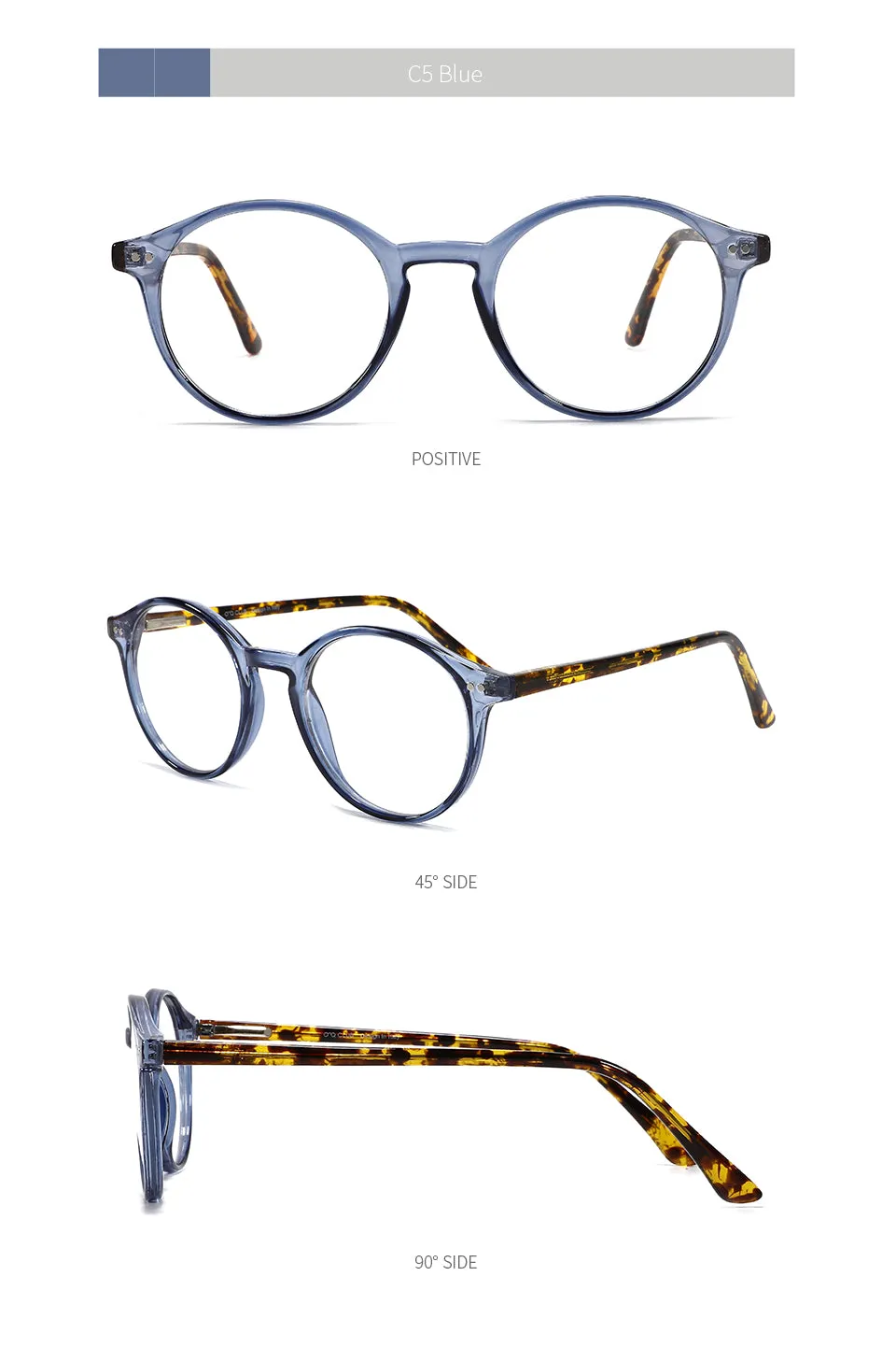 Kansept Unisex Full Rim Round Acetate Titanium Frame Eyeglasses Cp1007