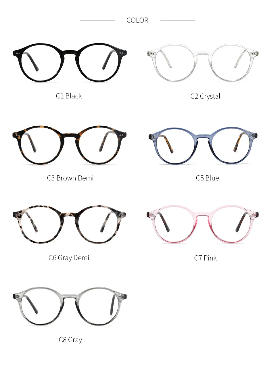 Kansept Unisex Full Rim Round Acetate Titanium Frame Eyeglasses Cp1007