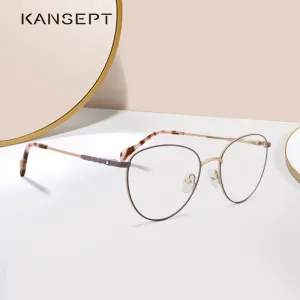 Kansept Women's Full Rim Round Stainless Steel Frame Eyeglasses 2329
