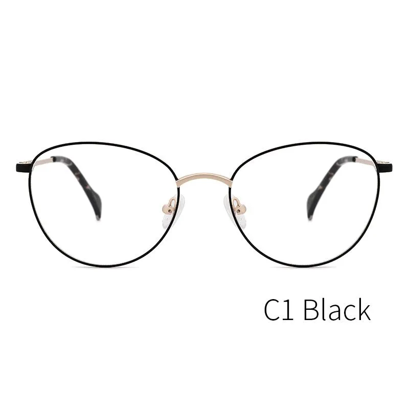 Kansept Women's Full Rim Round Stainless Steel Frame Eyeglasses 2329