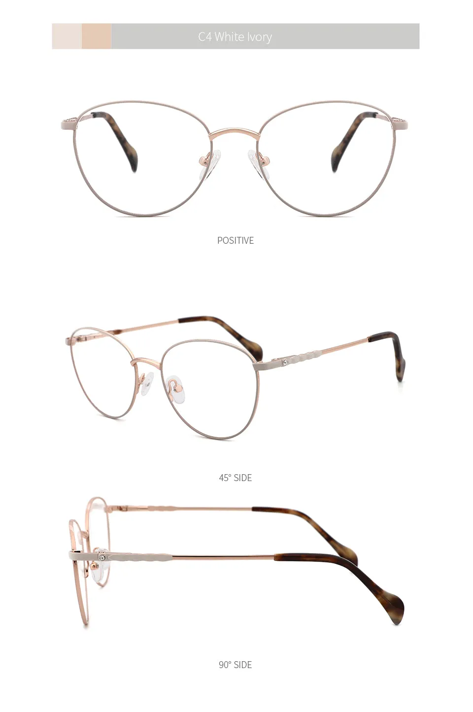 Kansept Women's Full Rim Round Stainless Steel Frame Eyeglasses 2329