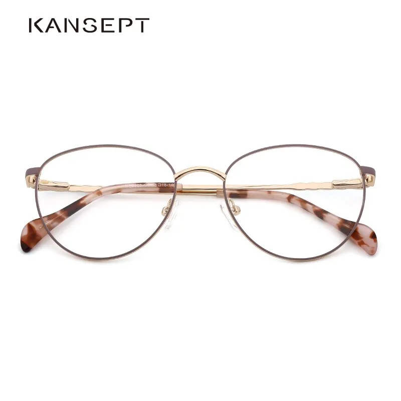 Kansept Women's Full Rim Round Stainless Steel Frame Eyeglasses 2329