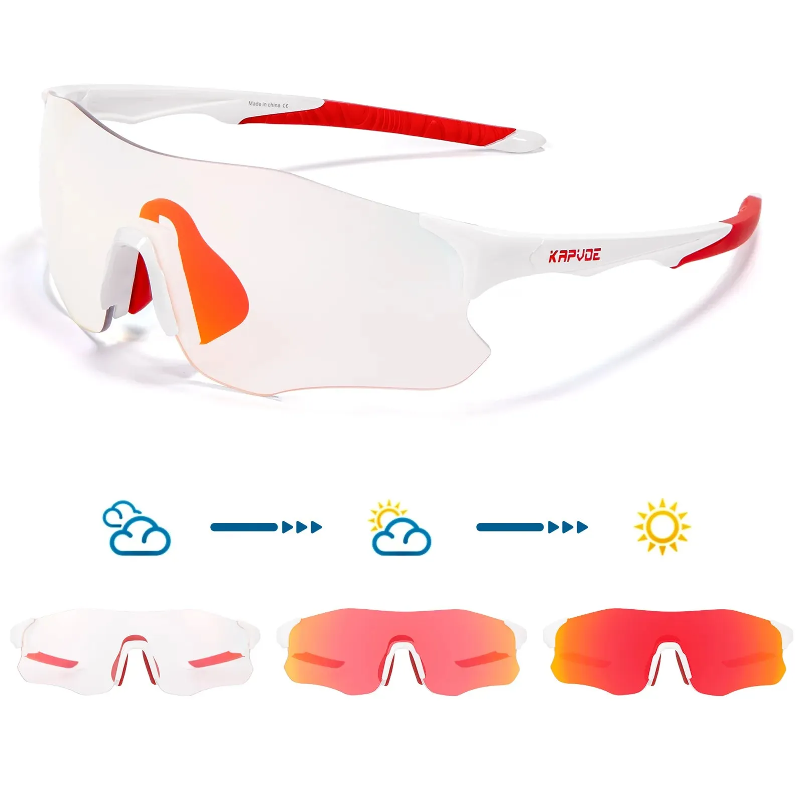 Kapvoe Purple Photochromic Running Sunglasses Outdoor Sports Bike Marathon Cycling Glasses Mountain Bicycle Goggles Eyewear