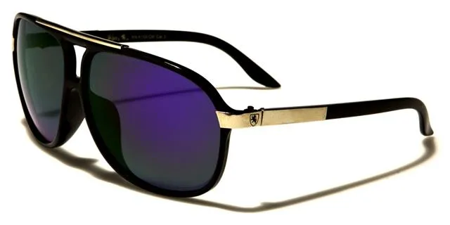 Khan Mirrored Pilot Sunglasses Retro Flat Top for Men