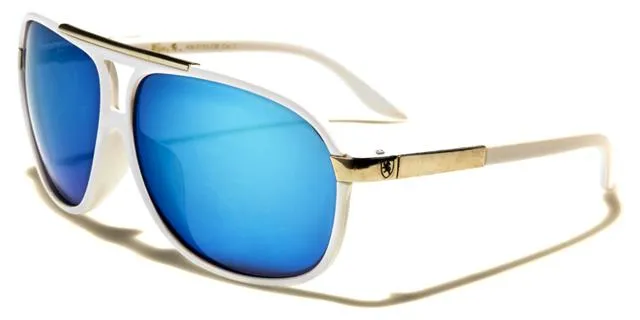 Khan Mirrored Pilot Sunglasses Retro Flat Top for Men