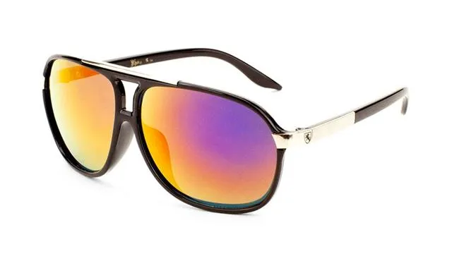 Khan Mirrored Pilot Sunglasses Retro Flat Top for Men