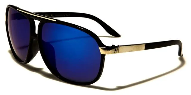Khan Mirrored Pilot Sunglasses Retro Flat Top for Men