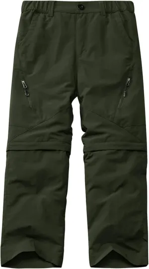 Kids' Cargo Pants, Boy's Casual Outdoor Quick Dry Waterproof Hiking Climbing Convertible Trousers