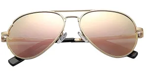 Kids Classic Gold Polarized Aviator Sunglasses