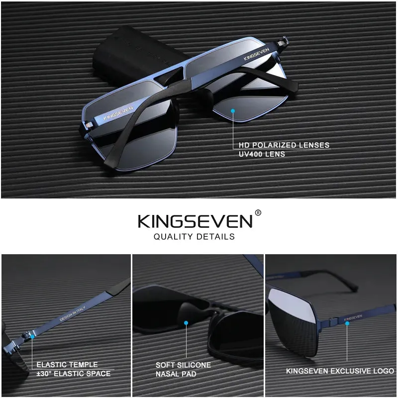 KINGSEVEN 2023 New Driving Men's Polarized Sunglasses Ultra Thin Temples Pilot Sun Glasses For Men UV400 Retro Eyewear