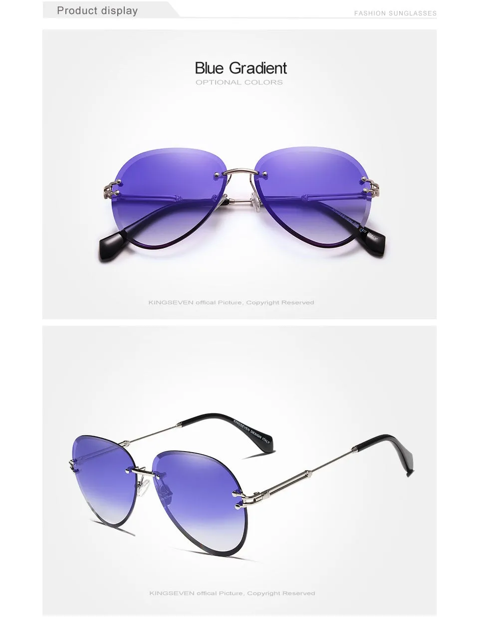 Kingseven Rimless Women Sunglasses Gradient N802Ns