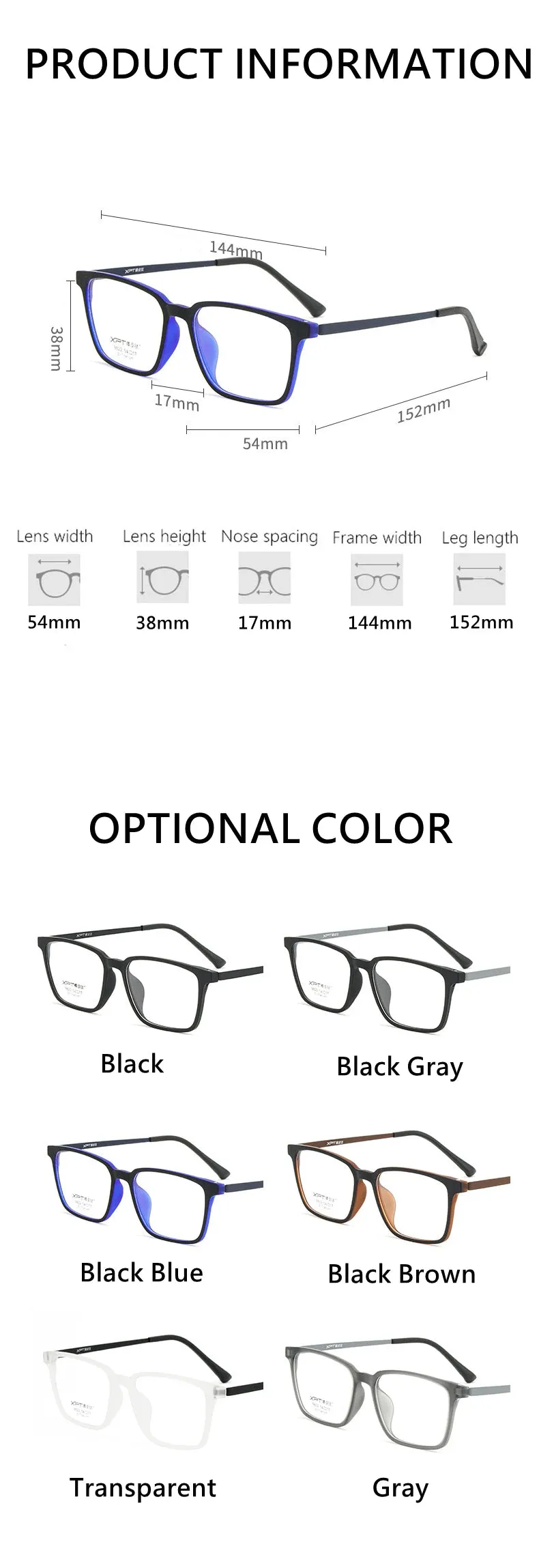 Kocolior Men's Full Rim Large Square Tr 90 Titanium Eyeglasses 9822