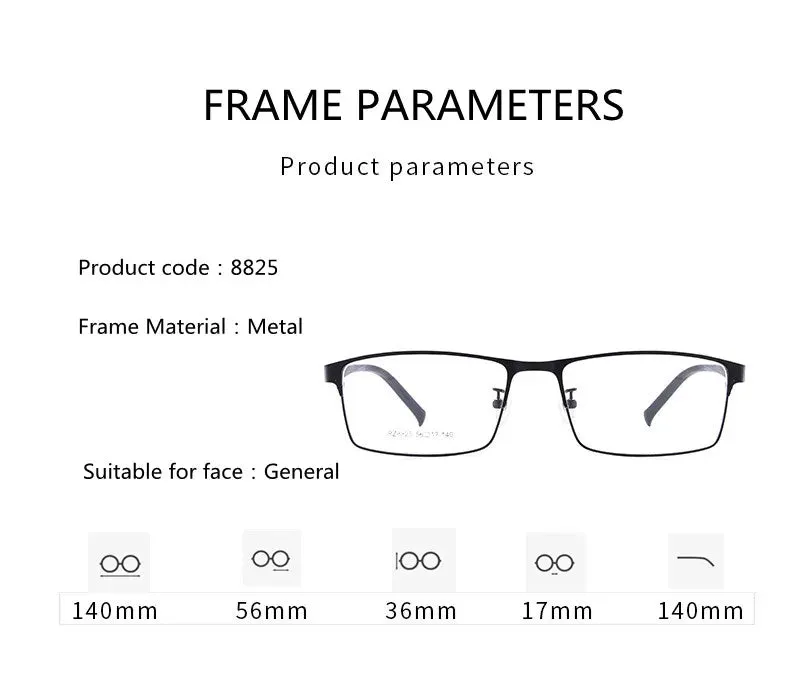 Kocolior Unisex Full Rim Square Alloy Hyperopic Reading Glasses 8825