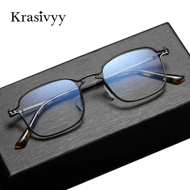 Krasivyy Men's Full Rim Square Titanium Eyeglasses Rlt5898